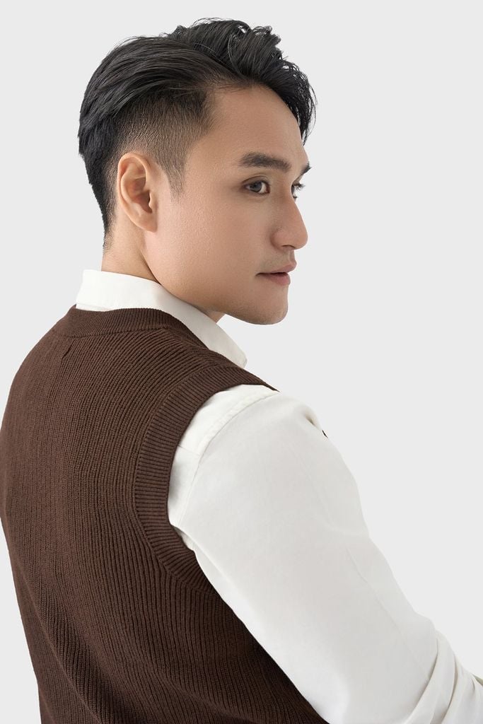 Áo Gile Len Nam Cổ V – Len Lông Cừu Dệt Kim