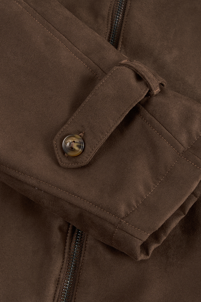 Áo Khoác Da Lộn Nữ Dáng Suông Có Mũ