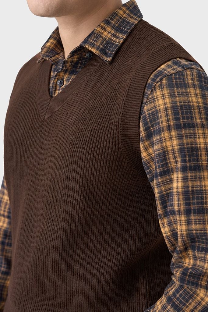 Áo Gile Len Nam Cổ V – Len Lông Cừu Dệt Kim