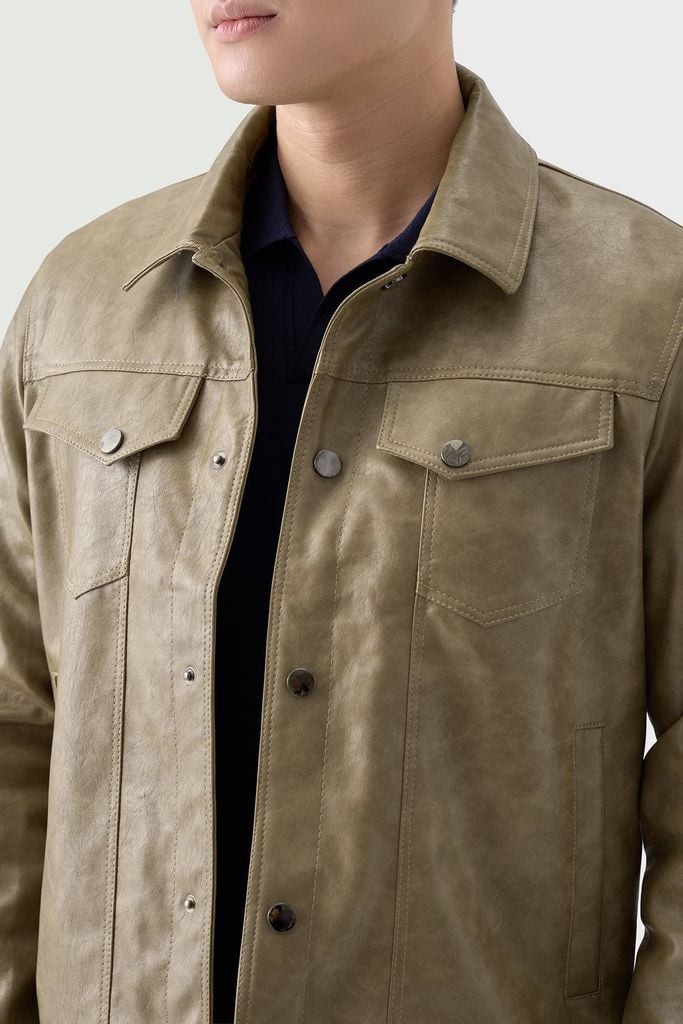 Áo Da Nam Cao Cấp - Khoác Da PU Mềm Dáng Trucker