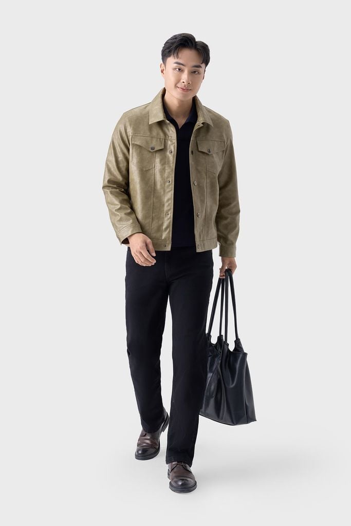 Áo Da Nam Cao Cấp - Khoác Da PU Mềm Dáng Trucker