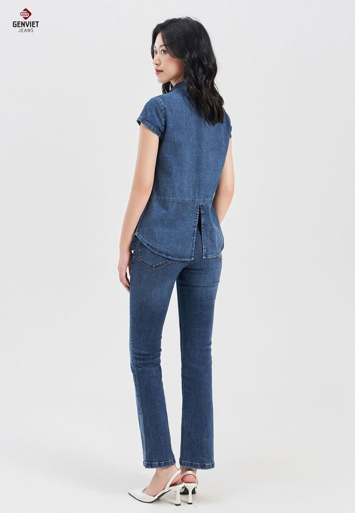 Áo Sơ Mi Jeans Cộc Tay Nữ