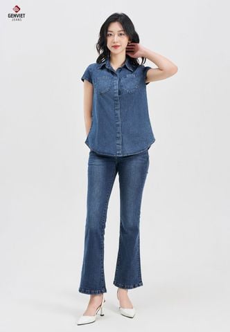 Áo Sơ Mi Jeans Cộc Tay Nữ