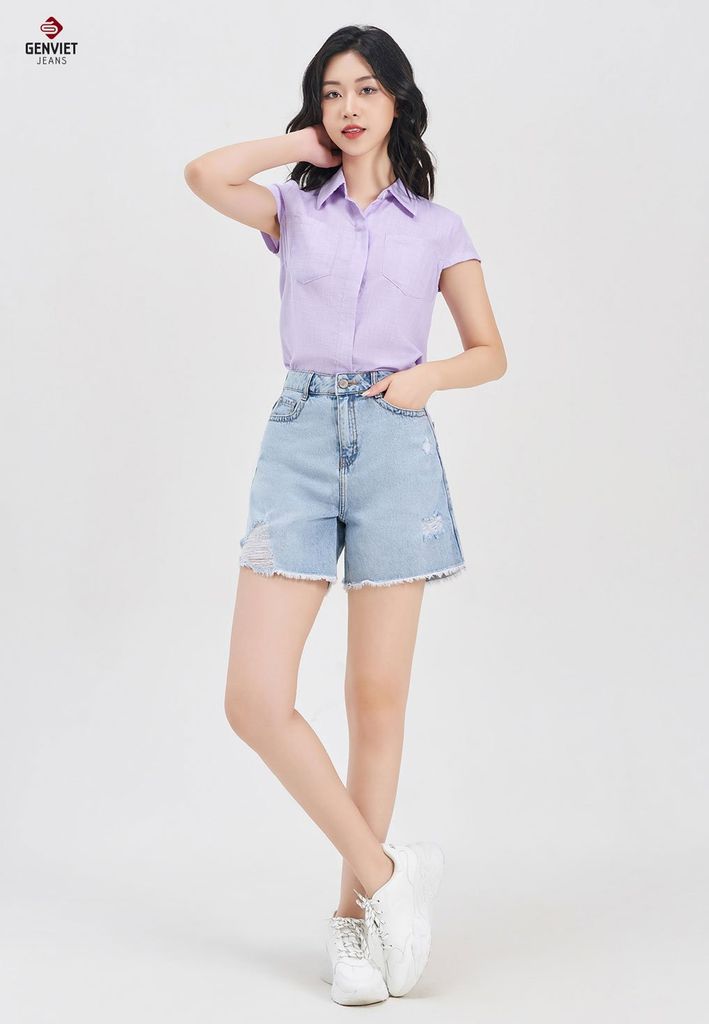 Quần Sooc Jeans Nữ Dáng A