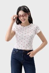Áo Thun Nữ Cộc Tay Croptop - Thun Gân Co Giãn, Nhẹ Nhàng Vintage