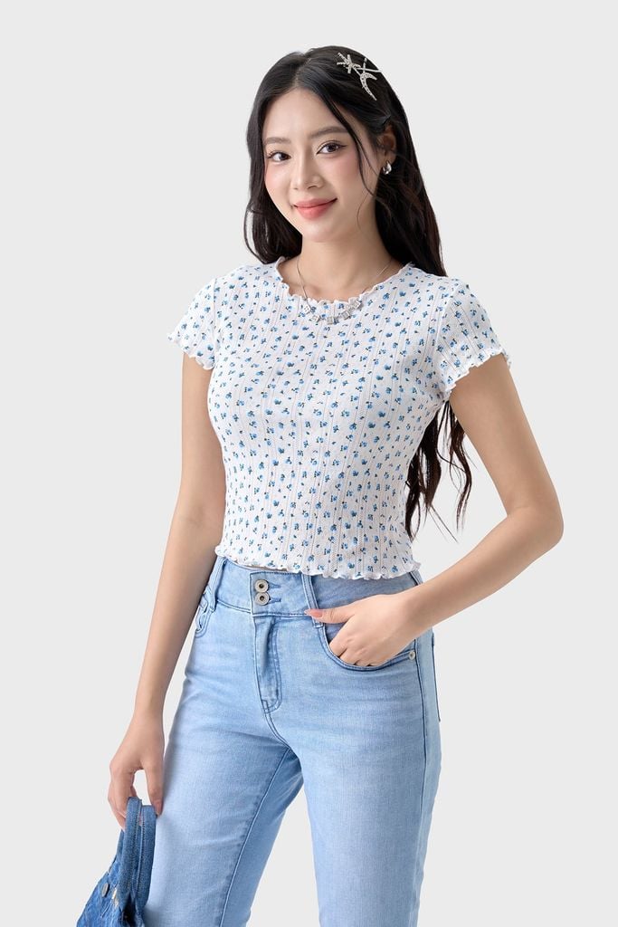Áo Thun Nữ Cộc Tay Croptop - Thun Gân Co Giãn, Nhẹ Nhàng Vintage