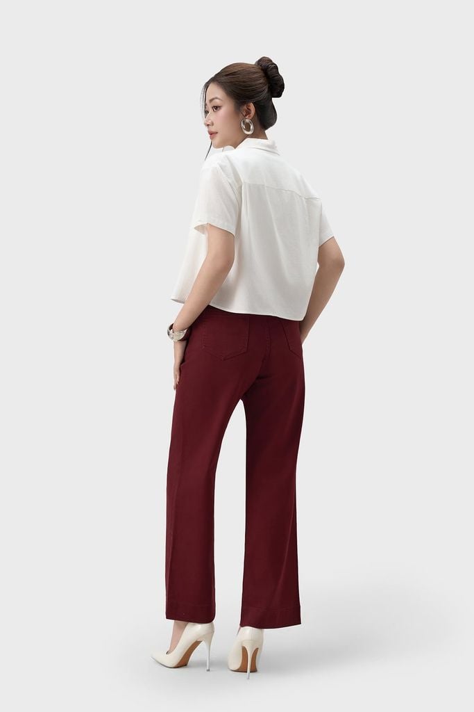 Áo Sơ Mi Nữ Croptop Cộc Tay - Chất Vải Thô Trẻ Trung Năng Động