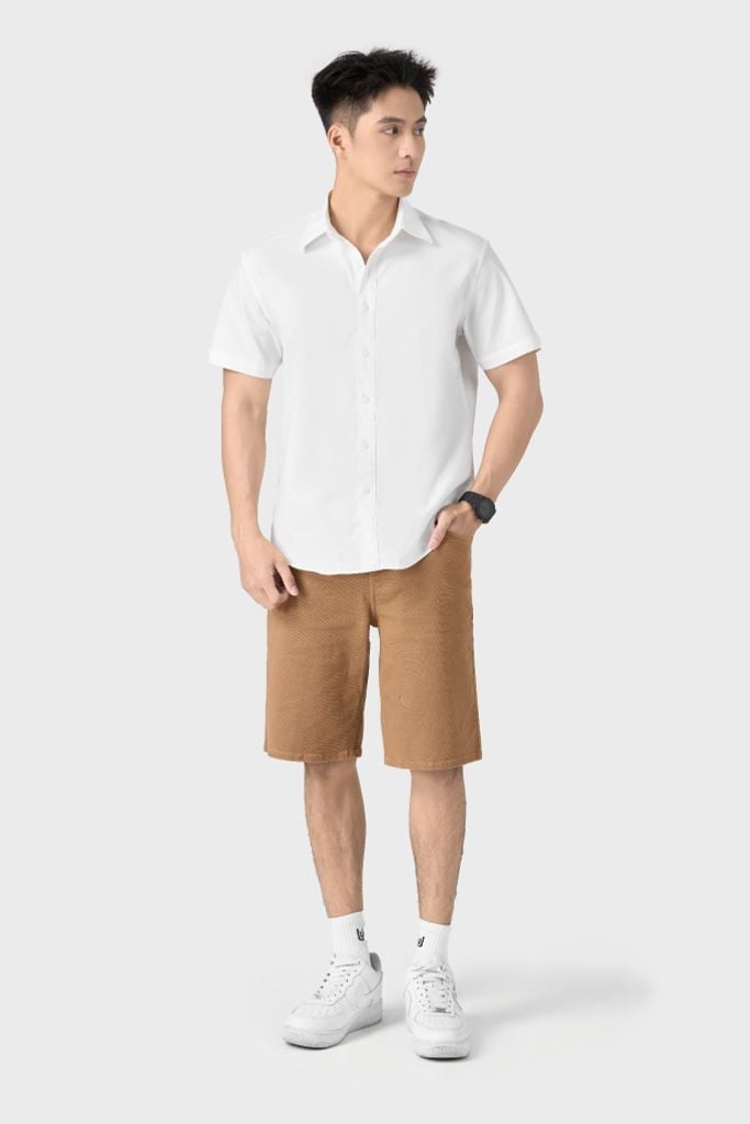 Áo Sơ Mi Nam Cộc Tay Form Suông - Chất Liệu Thô Thoáng Mát, Trẻ Trung