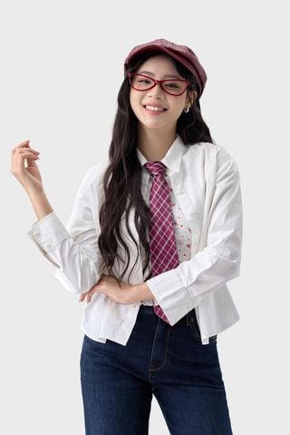 Áo Sơ Mi Trắng Nữ Dài Tay - Cổ Đức Thanh Lịch