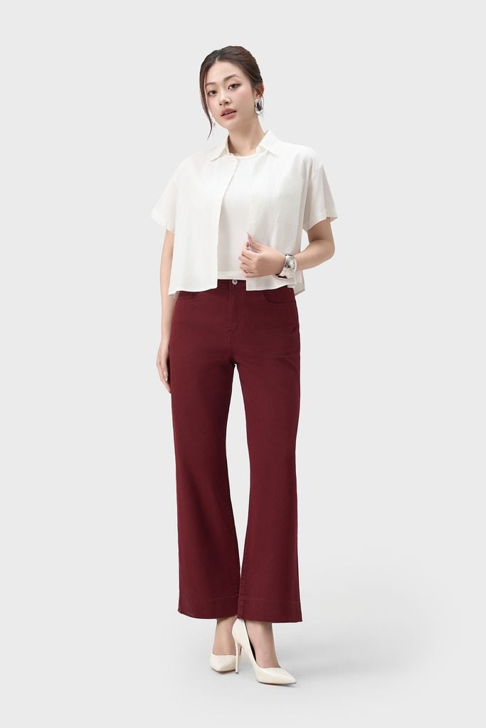 Áo Sơ Mi Nữ Croptop Cộc Tay - Chất Vải Thô Trẻ Trung Năng Động