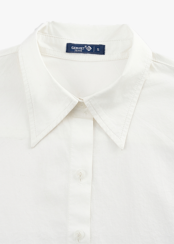 Áo Sơ Mi Nữ Dài Tay Trắng - Cổ Đức Thanh Lịch