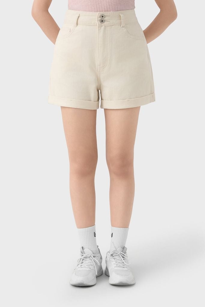 Quần Sooc Nữ Dáng A Kaki - Thiết Kế 2 Khuy Tôn Dáng Trẻ Trung