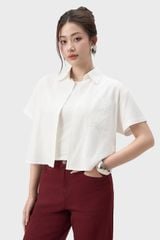 Áo Sơ Mi Nữ Croptop Cộc Tay - Chất Vải Thô Trẻ Trung Năng Động
