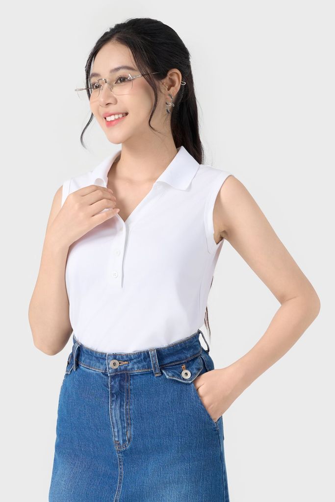 Áo Polo Nữ Sát Nách Cotton Poplin Cao Cấp - Thời Trang Hè Mềm Mát