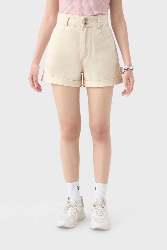 Quần Sooc Nữ Dáng A Kaki - Thiết Kế 2 Khuy Tôn Dáng Trẻ Trung