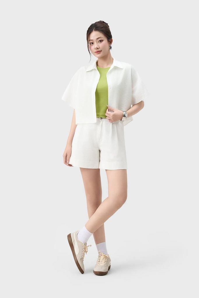 Áo Sơ Mi Nữ Cộc Tay Phom Suông - Chất Vải Thô Xốp Trẻ Trung