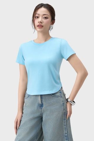 Áo Thun Nữ Cộc Tay Phom Suông - Thiết Kế Gấu Bo Cong Trẻ Trung