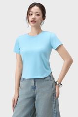 Áo Thun Nữ Cộc Tay Phom Suông - Thiết Kế Gấu Bo Cong Trẻ Trung