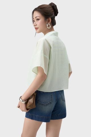 Áo Sơ Mi Nữ Cộc Tay Phom Suông - Chất Vải Thô Xốp Trẻ Trung