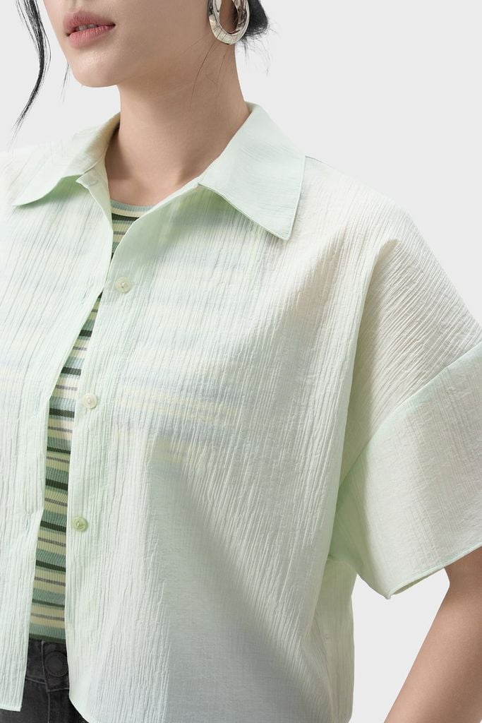 Áo Sơ Mi Nữ Cộc Tay Phom Suông - Chất Vải Thô Xốp Trẻ Trung