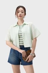 Áo Sơ Mi Nữ Cộc Tay Phom Suông - Chất Vải Thô Xốp Trẻ Trung