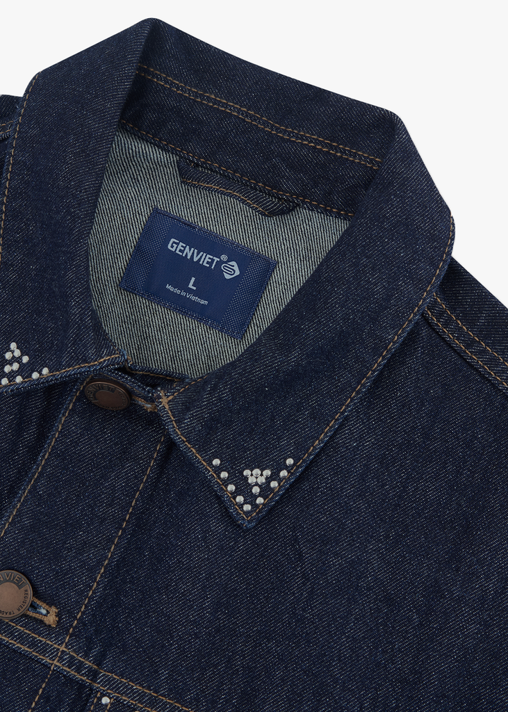 Áo Khoác Jean Nam Form Vừa – Laser Wash Bụi Bặm