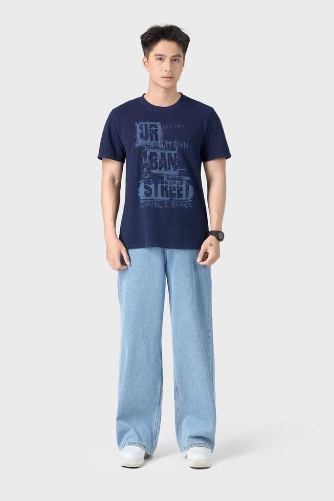 Áo Thun Nam Cổ Tròn Denim Knit Thượng Hạng - Mềm Mát Cá Tính