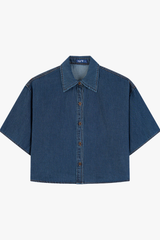 Áo Sơ Mi Jean Croptop Nữ Denim Thượng Hạng - Trẻ Trung, Mềm Mát Tự Nhi