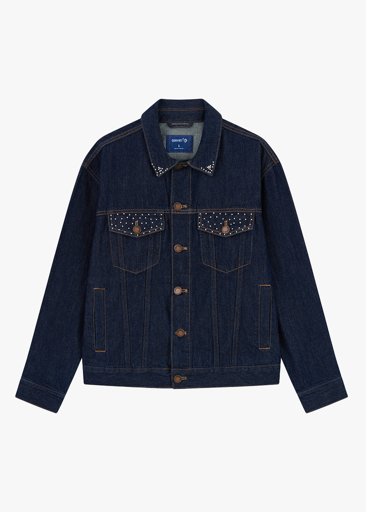 Áo Khoác Jean Nam Form Vừa – Laser Wash Bụi Bặm