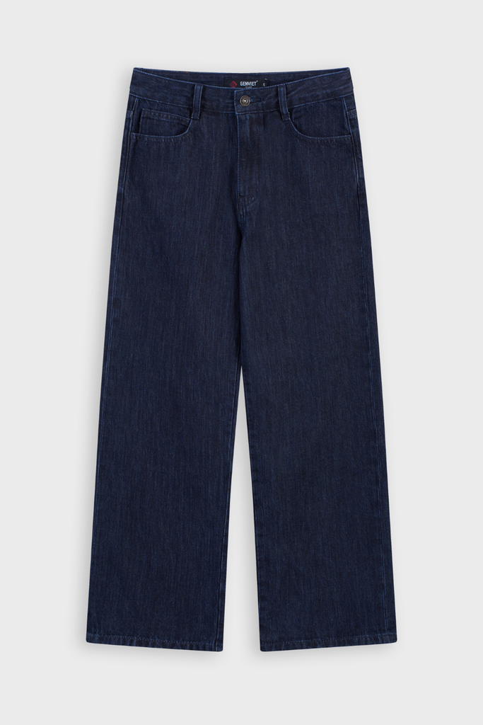 Quần Jean Nữ Ống Suông Vừa Cotton Denim Cao Cấp - Cạp Cao Hack Dáng Thon Gọn Tinh Tế