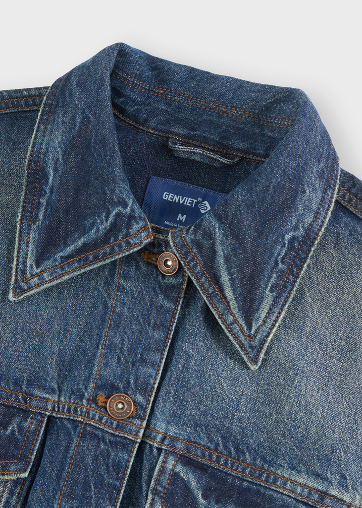 Áo Khoác Jean Nữ Premium – Snow Wash Độc Bản