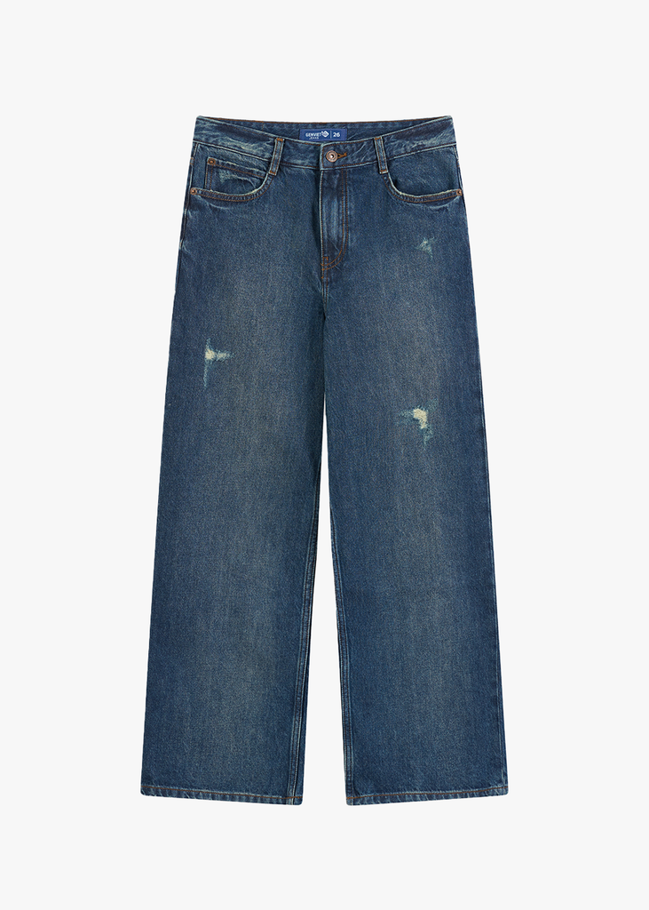 Quần Jean Nữ Dáng Suông Premium – Snow Wash Độc Bản