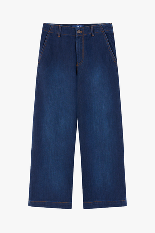 Quần Jean Nữ  Dáng Quần Tây Denim Cotton Xanh Chàm Đậm - Hack Dáng Chuẩn Form Công Sở