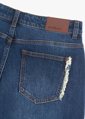 Quần Jean Nữ Ống Cong Cạp Cao - Viền Túi Mài Cá Tính