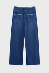 Quần Jean Nữ Ống Rộng Cạp Cao Denim Cotton Cao Cấp - Hack Dáng Tối Đa, Viền Tua Rua Cá Tính