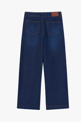Quần Jean Nữ  Dáng Quần Tây Denim Cotton Xanh Chàm Đậm - Hack Dáng Chuẩn Form Công Sở