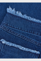Quần Jean Nữ Ống Rộng Cạp Cao Denim Cotton Cao Cấp - Hack Dáng Tối Đa, Viền Tua Rua Cá Tính