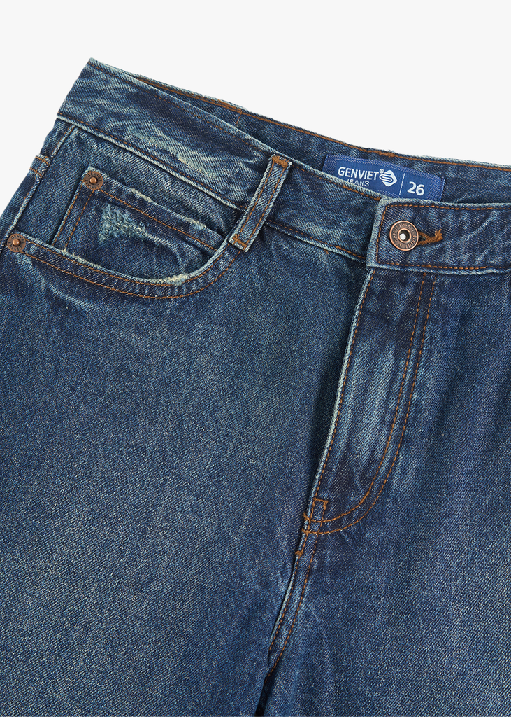 Quần Jean Nữ Dáng Suông Premium – Snow Wash Độc Bản