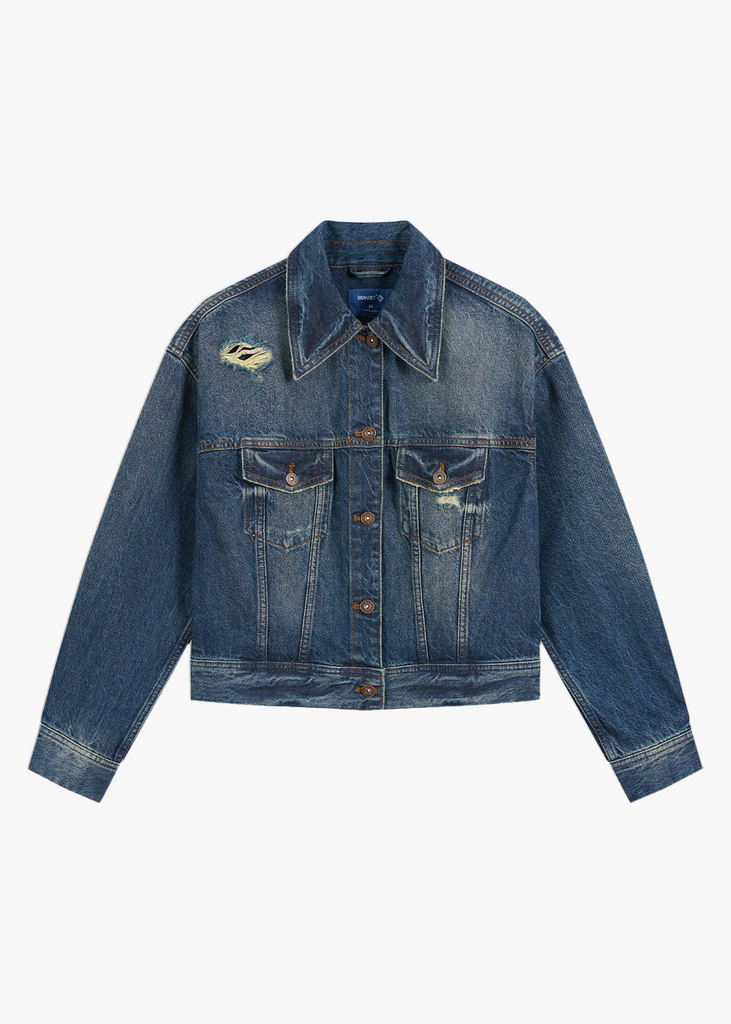 Áo Khoác Jean Nữ Premium – Snow Wash Độc Bản