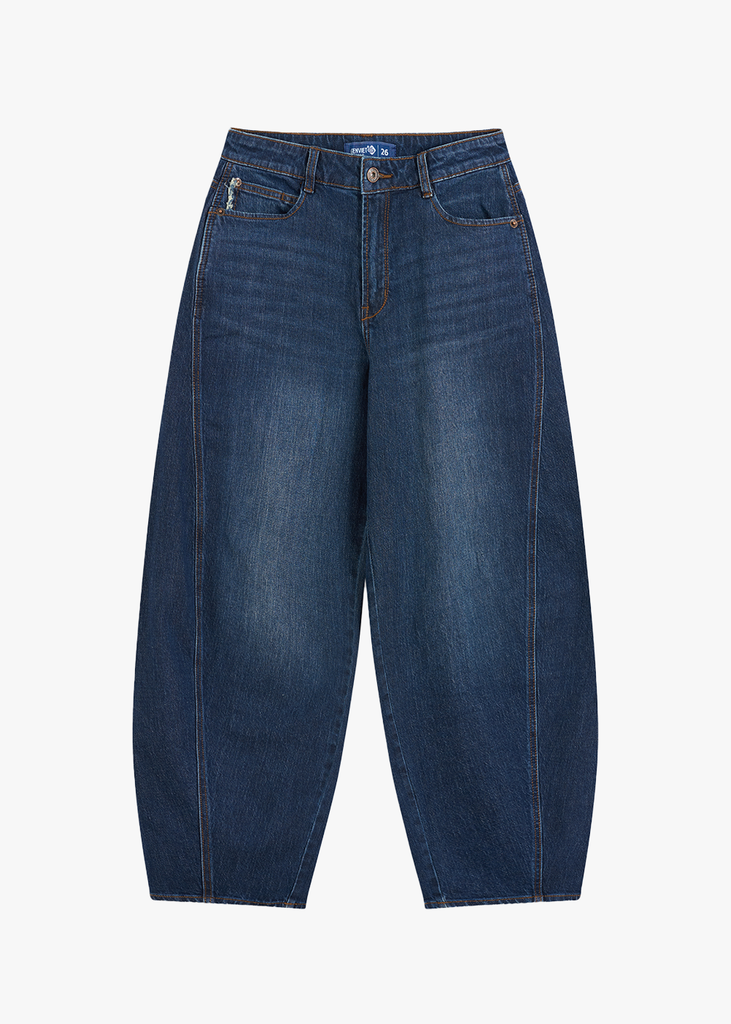 Quần Jean Nữ Ống Cong Cạp Cao - Viền Túi Mài Cá Tính