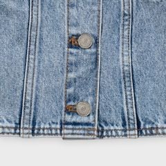 Áo Khoác Jean Nữ Croptop Cotton Denim Cao Cấp Xanh Chàm - Hack Dáng Thời Thượng Tôn Chiều Cao