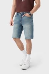 Quần Short Jean Nam Ống Suông - Rách Nhẹ Bụi Bặm Năng Động