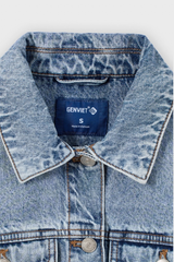 Áo Khoác Jean Nữ Croptop Cotton Denim Cao Cấp Xanh Chàm - Hack Dáng Thời Thượng Tôn Chiều Cao