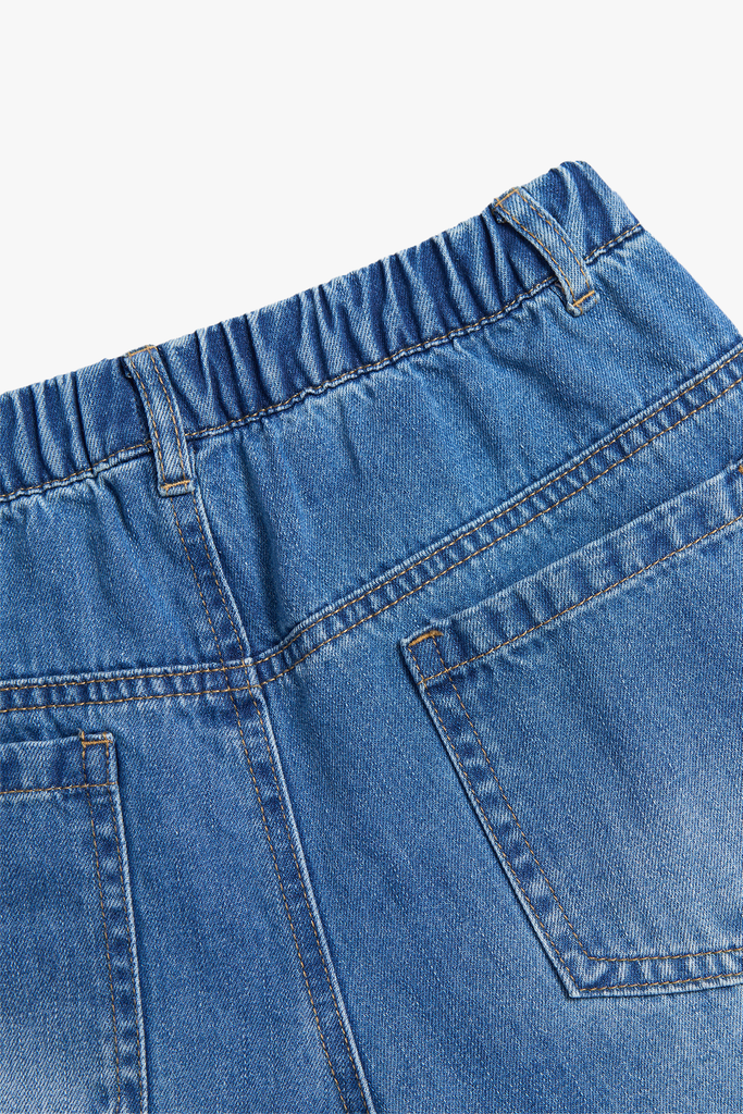 Quần Jeans Bé Gái GENVIET Dáng Suông Cạp Chun Co Giãn