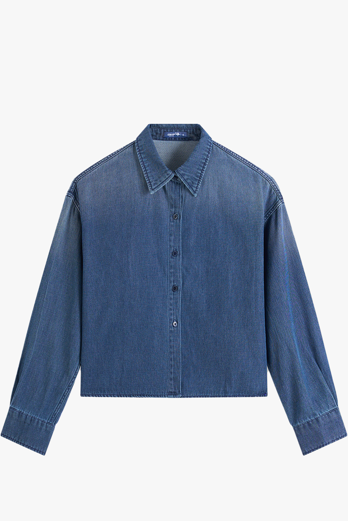 Áo Sơ Mi Nữ Croptop Denim Cao Cấp - Mềm Mát Tôn Dáng