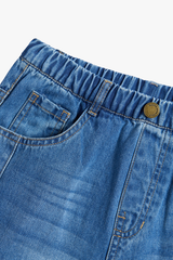 Quần Jeans Bé Gái GENVIET Dáng Suông Cạp Chun Co Giãn