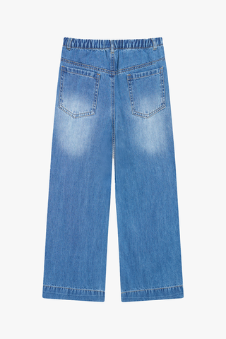 Quần Jeans Bé Gái GENVIET Dáng Suông Cạp Chun Co Giãn