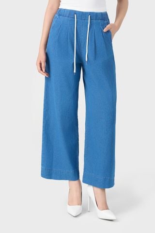 Quần Jean Nữ Ống Rộng Soft-Touch Denim Cao Cấp - Cạp Chun Hack Dáng Thoải Mái