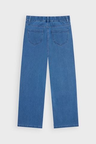 Quần Jean Nữ Suông Vừa Cạp Chun Nửa Vòng - Vải Jeans Slub Mềm Nhẹ