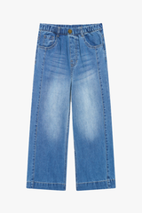 Quần Jeans Bé Gái GENVIET Dáng Suông Cạp Chun Co Giãn